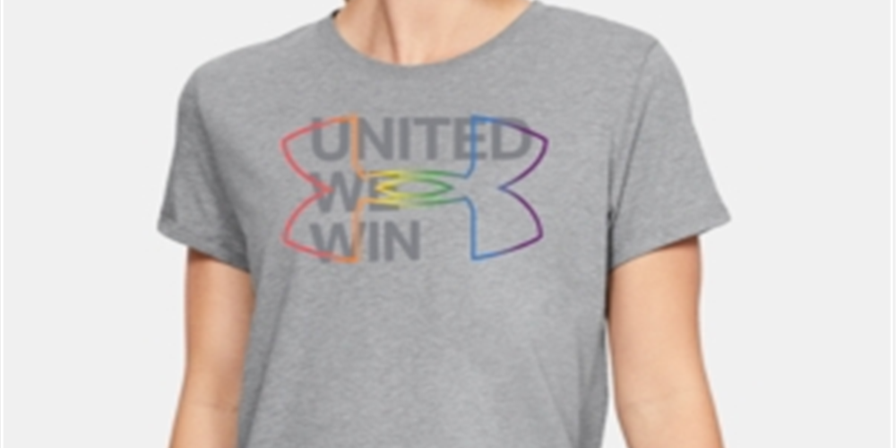 Camiseta Under Armour Feminina com Logo Pride Cinza Tamanho P