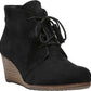 Botas femininas Caleres Inc Dakota Wedge pretas tamanho 7,5 W