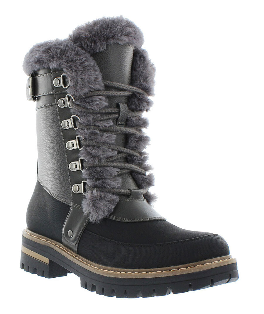 Botas Khombu Francie Femininas com Acabamento em Pele Sintética Cinza Tamanho 6 M