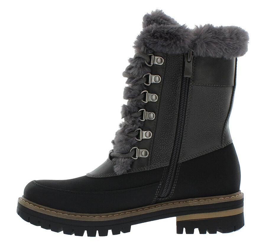 Botas Khombu Francie Femininas com Acabamento em Pele Sintética Cinza Tamanho 6 M
