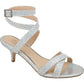 Sapatos de festa femininos Jewel Badgley Mischka Newton com bico aberto e cristais prateados, tamanho 6,5 m