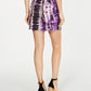 INC Shorts casuais femininos com estampa tie-dye e cintura alta, roxo, tamanho médio