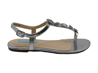 Sandálias femininas Betsey Johnson SB Laur abertas, casuais, com tira no tornozelo, cinza, tamanho 5,5 M