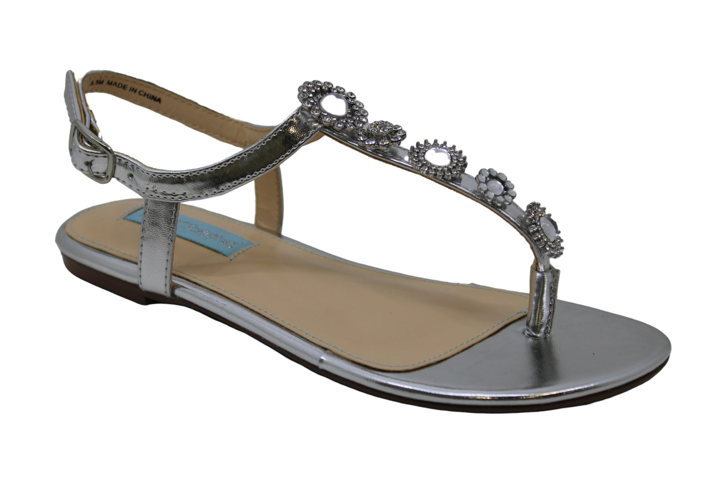 Sandálias femininas Betsey Johnson SB Laur abertas, casuais, com tira no tornozelo, cinza, tamanho 5,5 M