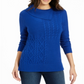 Charter Club Feminino Petite Envelope-Neck Cable-Kni Modern Azul Tamanho PM