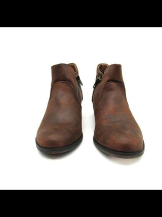 American Rag Botas femininas acolchoadas Comfort Abby bico redondo salto bloco marrom tamanho 7,5 M