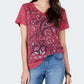 Camiseta feminina de manga curta e gola V Style &amp; Co Blend, rosa, tamanho XS
