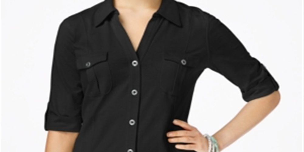 Camisa utilitária feminina Style &amp; Co, preta, tamanho pequeno