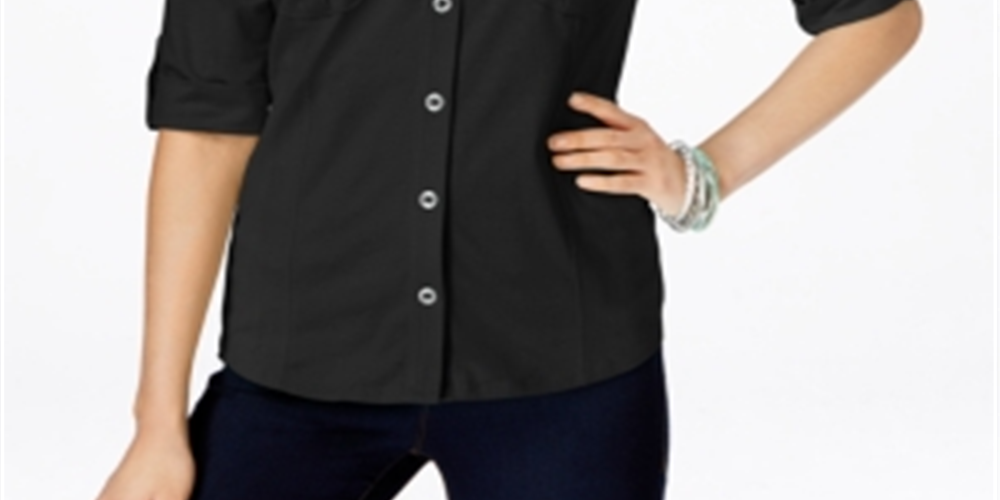 Camisa utilitária feminina Style &amp; Co, preta, tamanho pequeno