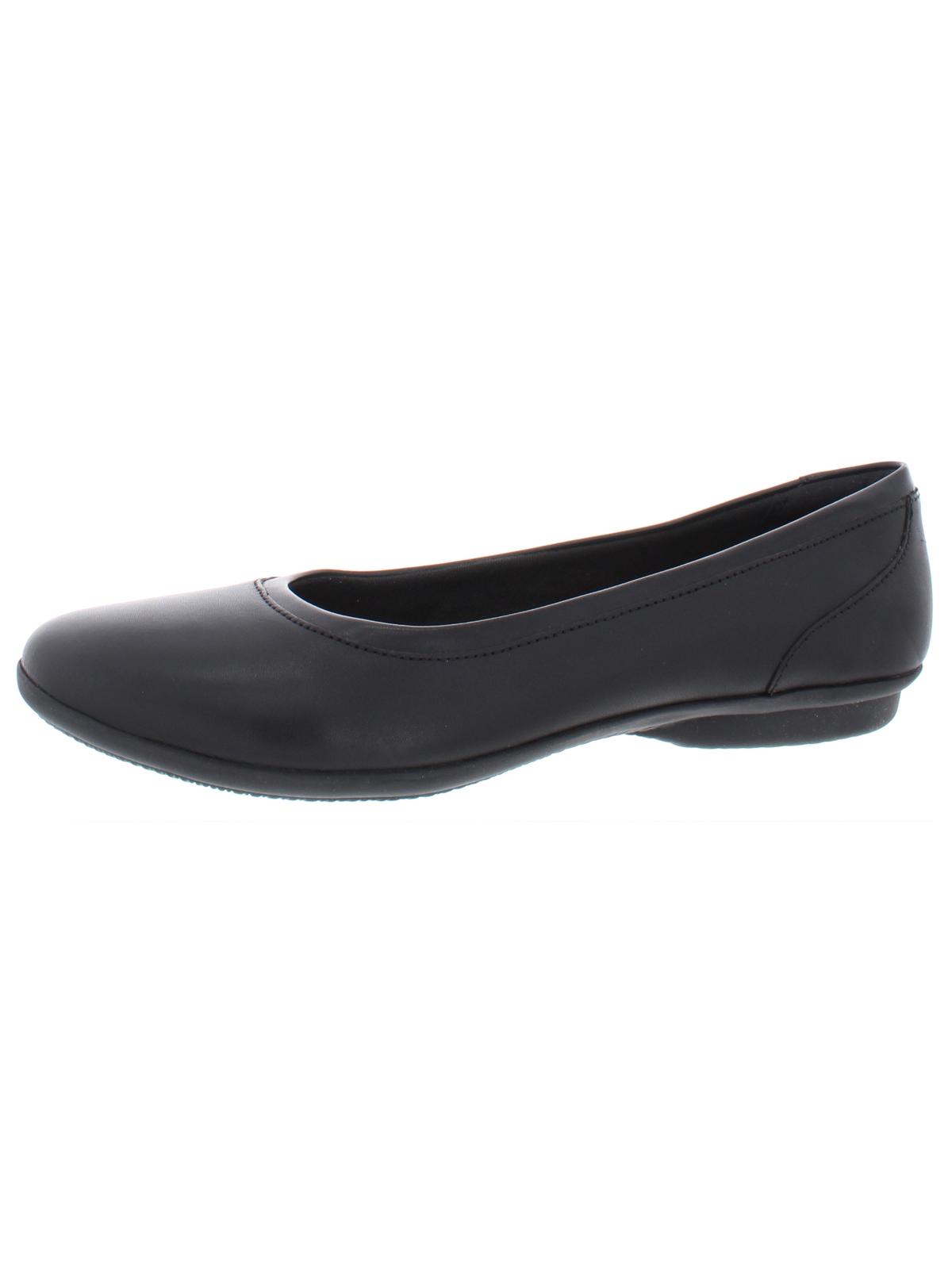 Sapatilhas de balé femininas Clarks Gracelin Mara de couro, pretas, tamanho 8,5 W