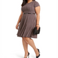 Vestido feminino plus size com cinto e estampa bufante Jessica Howard, preto, tamanho 20W