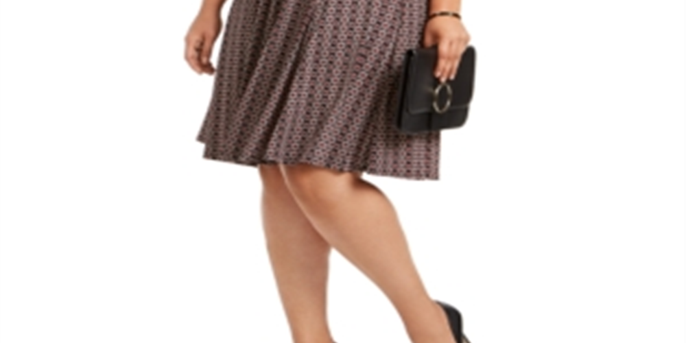 Vestido feminino plus size com cinto e estampa bufante Jessica Howard, preto, tamanho 20W