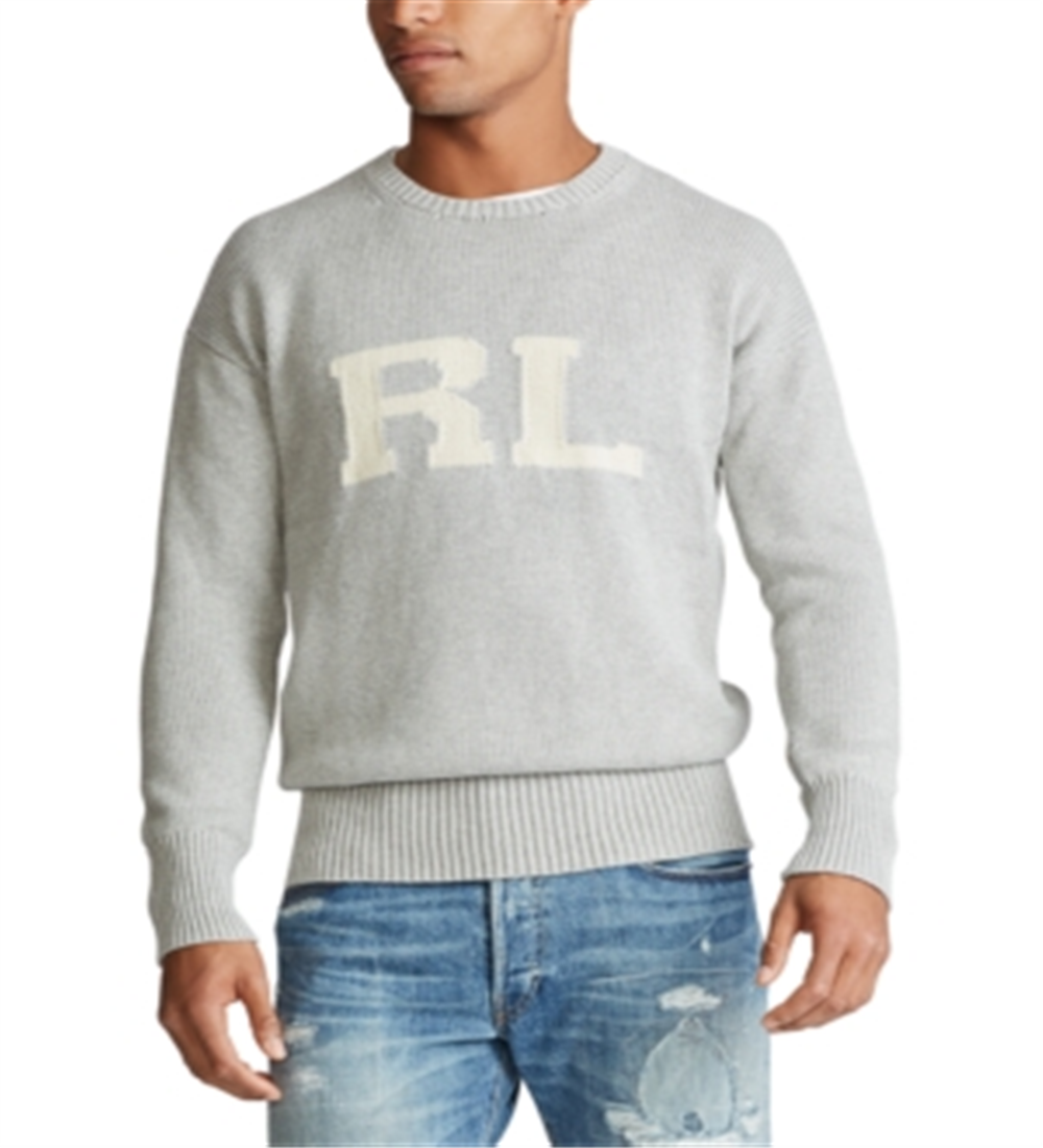 Suéter Polo Ralph Lauren Masculino de Algodão Rl - Cinza Mesclado Andover Tamanho GG
