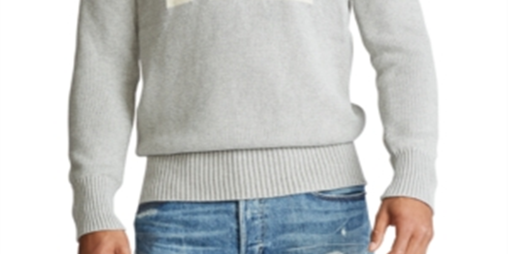 Suéter Polo Ralph Lauren Masculino de Algodão Rl - Cinza Mesclado Andover Tamanho GG