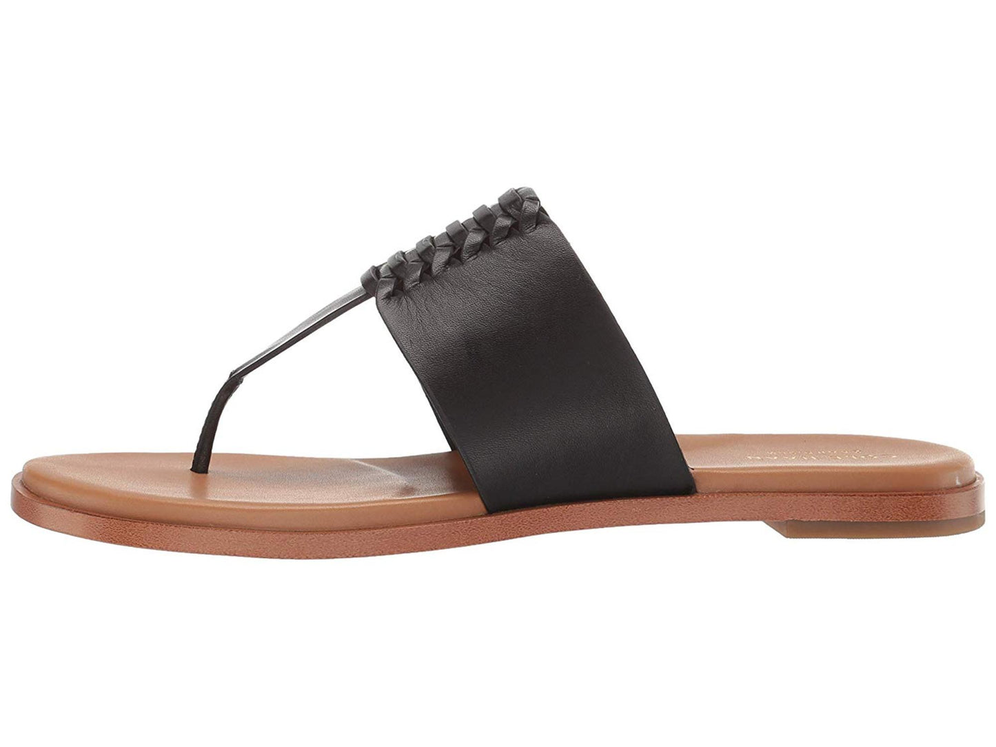 Sandálias femininas Cole Haan Felix com bico dividido e tira em T, tamanho 6B, pretas
