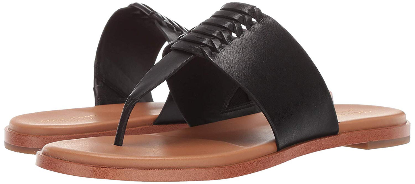 Sandálias femininas Cole Haan Felix com bico dividido e tira em T, tamanho 6B, pretas