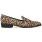 Bar III Mocassim Feminino com Estampa Animal e Detalhe de Leopardo, Salto Bloco, Biqueira Amêndoa, Marrom, Tamanho 9 M