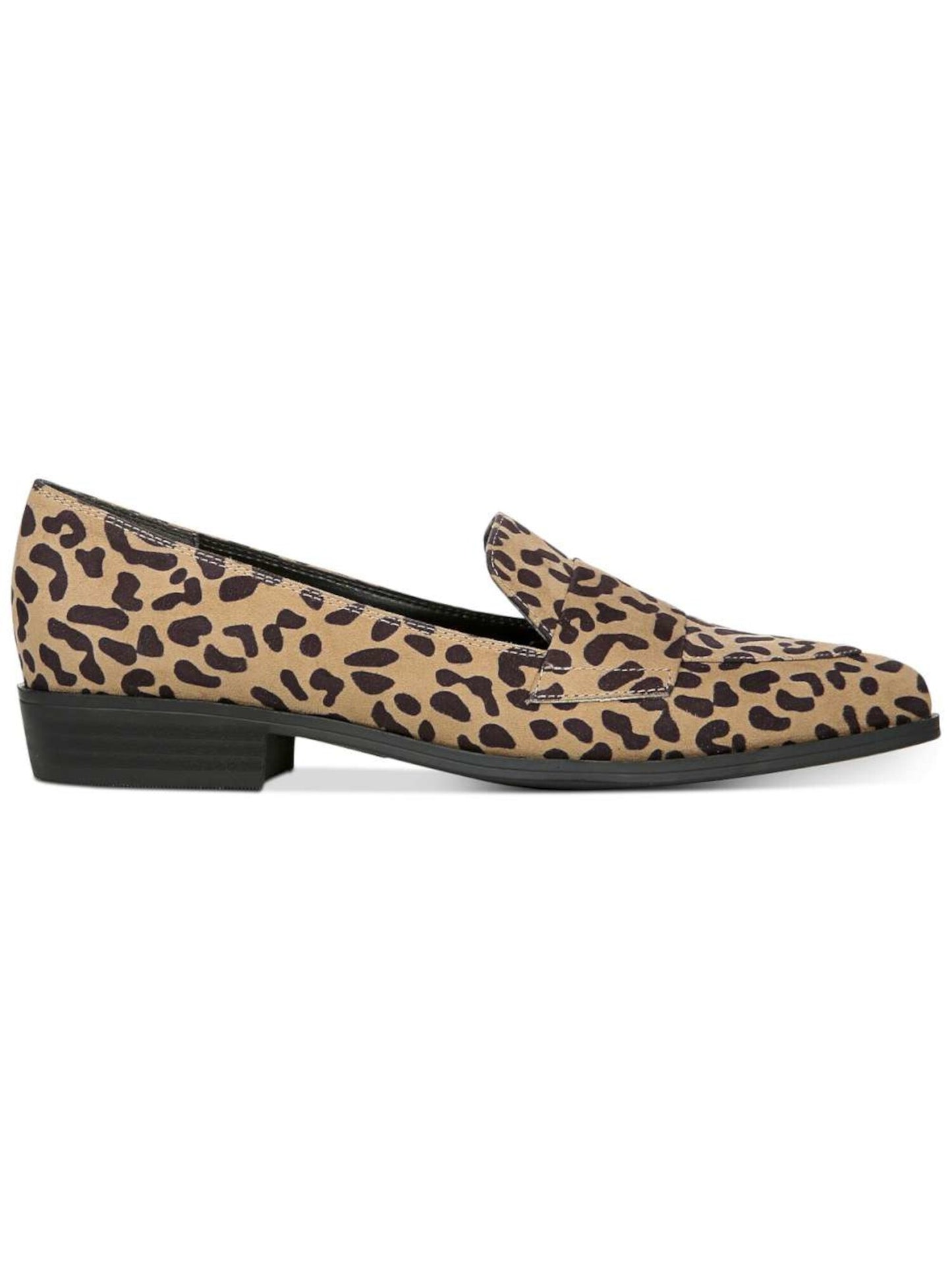 Bar III Mocassim Feminino com Estampa Animal e Detalhe de Leopardo, Salto Bloco, Biqueira Amêndoa, Marrom, Tamanho 9 M