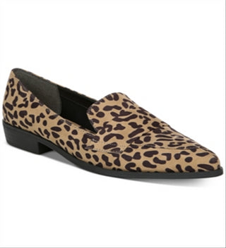 Bar III Mocassim Feminino com Estampa Animal e Detalhe de Leopardo, Salto Bloco, Biqueira Amêndoa, Marrom, Tamanho 9 M