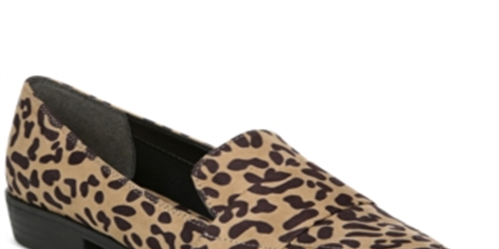 Bar III Mocassim Feminino com Estampa Animal e Detalhe de Leopardo, Salto Bloco, Biqueira Amêndoa, Marrom, Tamanho 9 M