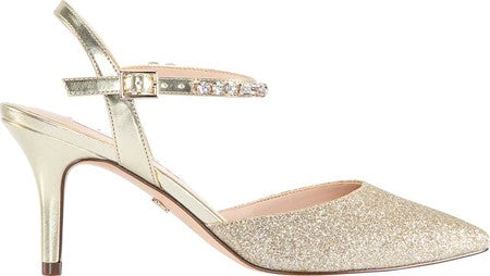Nina Women's Tonya Strass Bico Fino Sapatos de Casamento Dourados Tamanho 8 M