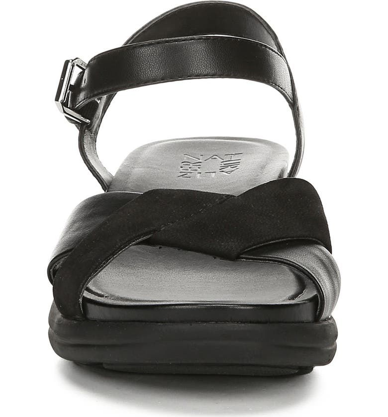 Sandália de couro feminina Naturalizer Finlee preta tamanho 5 M