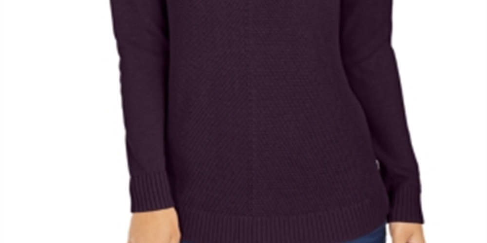 Suéter feminino com decote em V Charter Club, roxo, tamanho médio