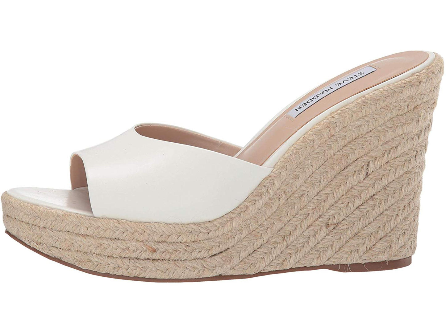Sandália de cunha feminina Steve Madden Micah, branca, tamanho 7 M