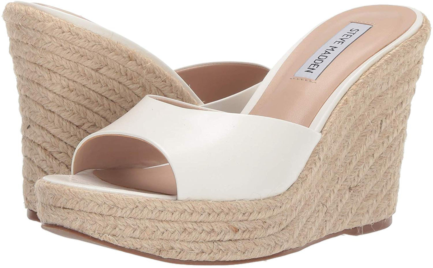 Sandália de cunha feminina Steve Madden Micah, branca, tamanho 7 M