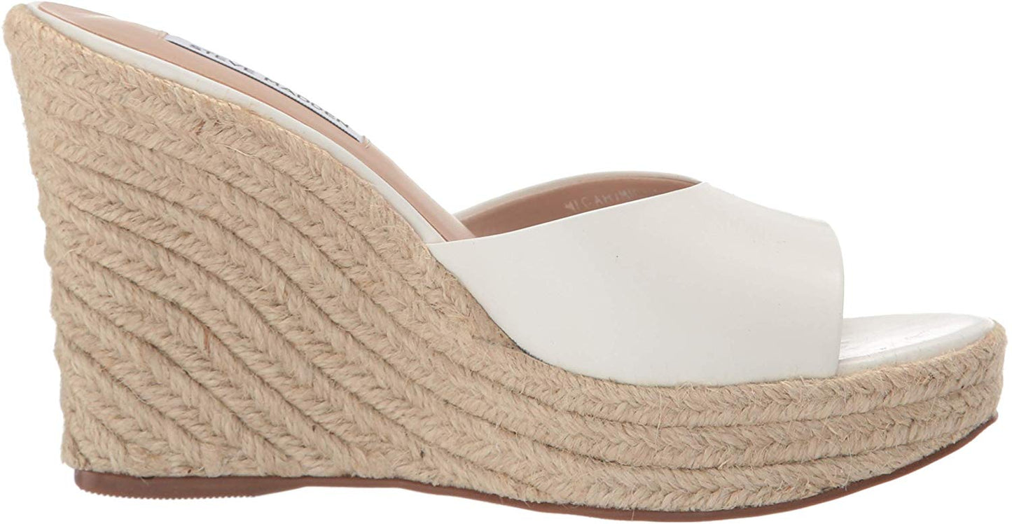 Sandália de cunha feminina Steve Madden Micah, branca, tamanho 7 M