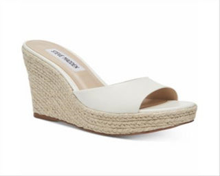 Sandália de cunha feminina Steve Madden Micah, branca, tamanho 7 M