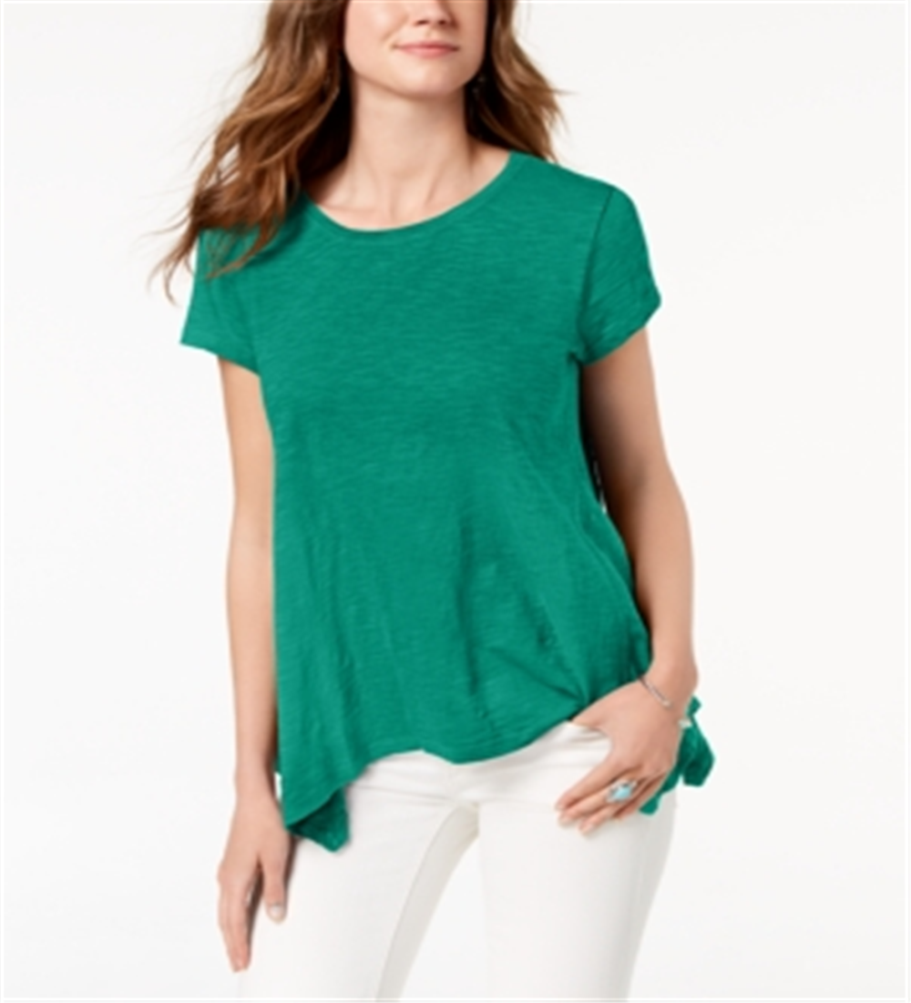 Camiseta feminina estilo &amp; co com bainha de lenço, verde, tamanho pequeno