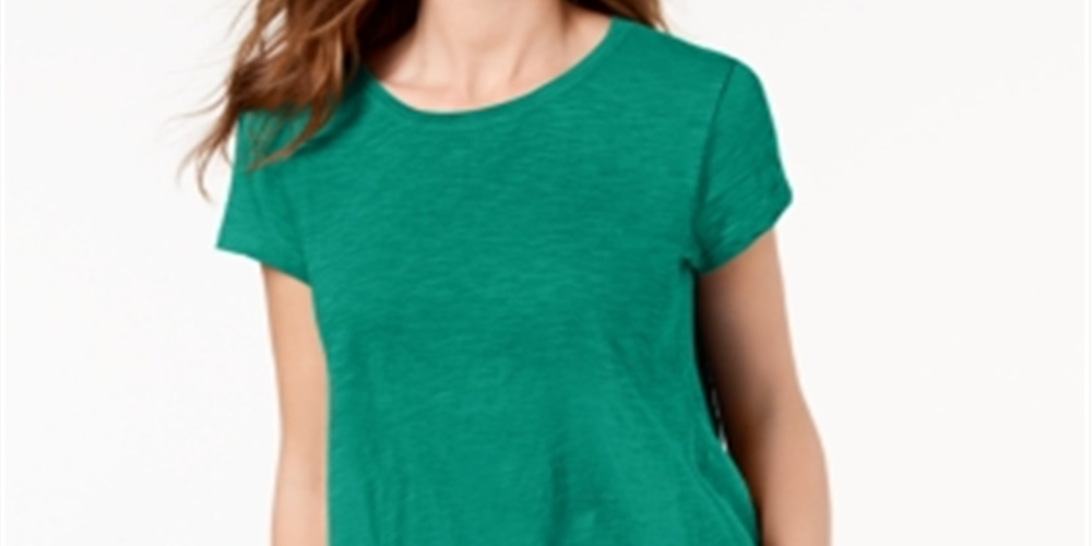 Camiseta feminina estilo &amp; co com bainha de lenço, verde, tamanho pequeno