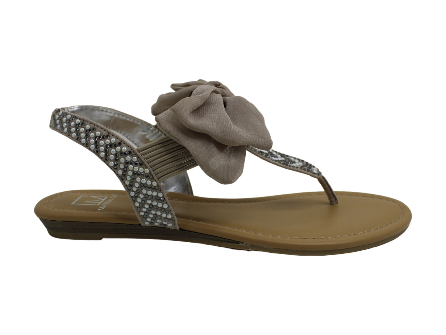 Material Girl Sandálias Femininas Swan3 Tecido Biqueira Dividida Casual Slingback Cinza Tamanho 7 M