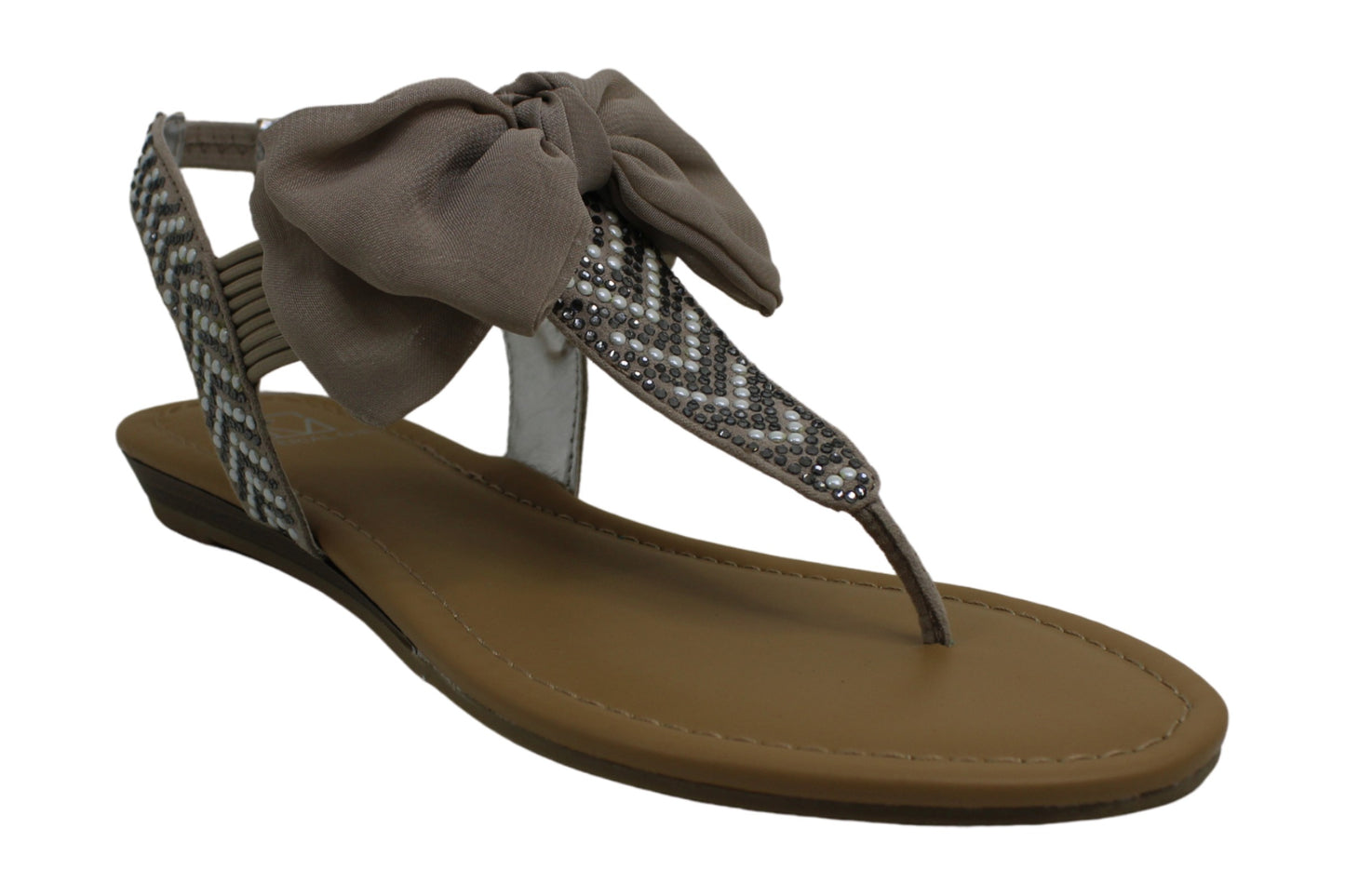 Material Girl Sandálias Femininas Swan3 Tecido Biqueira Dividida Casual Slingback Cinza Tamanho 7 M