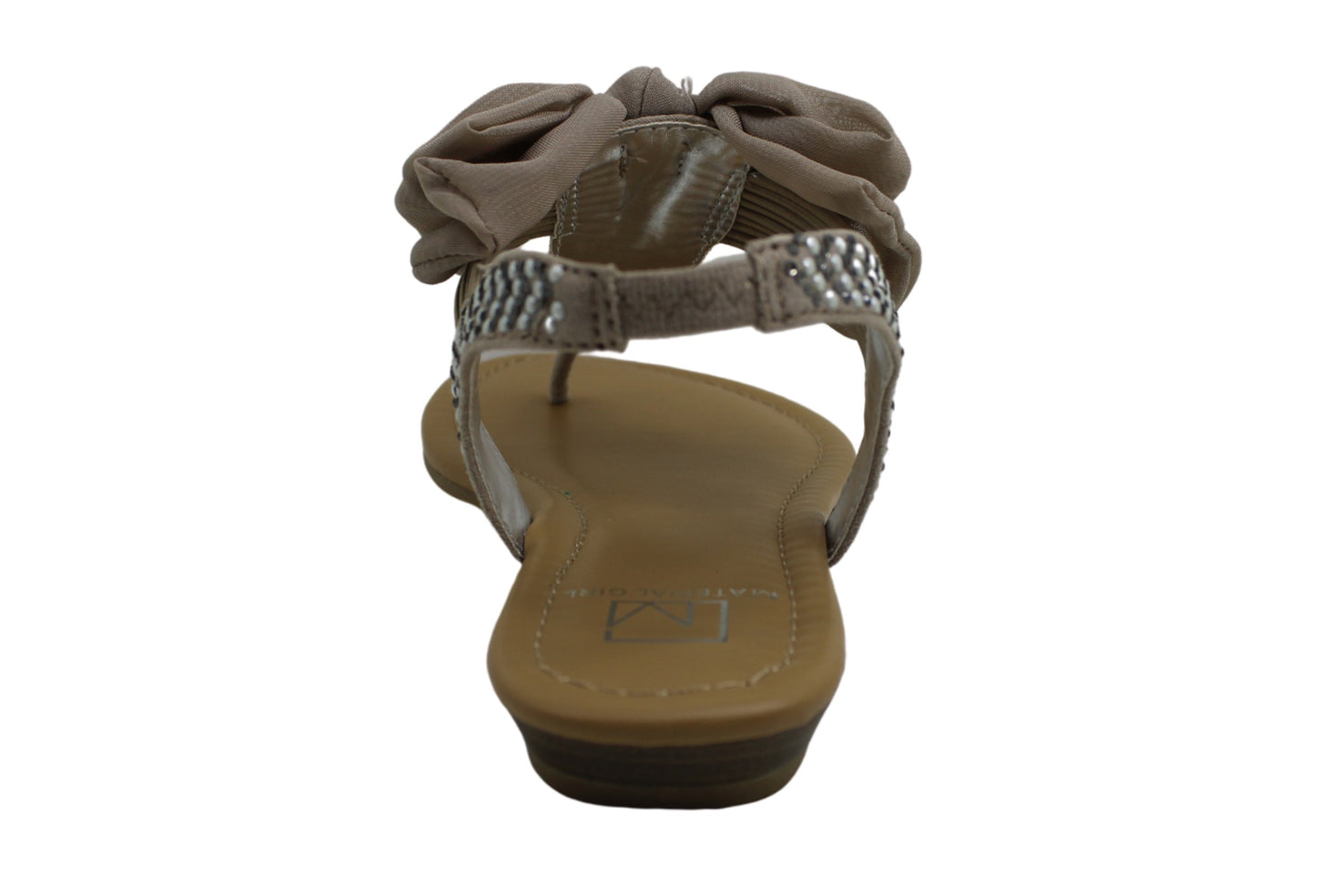 Material Girl Sandálias Femininas Swan3 Tecido Biqueira Dividida Casual Slingback Cinza Tamanho 7 M