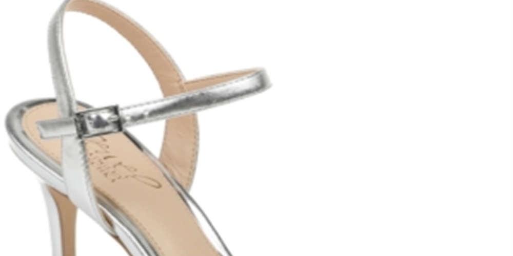 Jewel Badgley Mischka Natasha Patente slingback salto alto feminino prateado tamanho 6,5 m