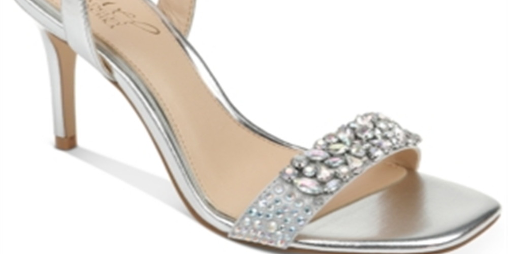 Jewel Badgley Mischka Natasha Patente slingback salto alto feminino prateado tamanho 6,5 m