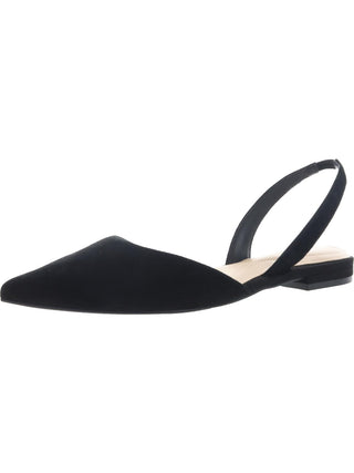 Alfani Feminino Slingback Almofadado Conforto Ryann Bico Fino Salto Bloco Slip-on Sapatilhas de Couro Pretas Tamanho 6 M