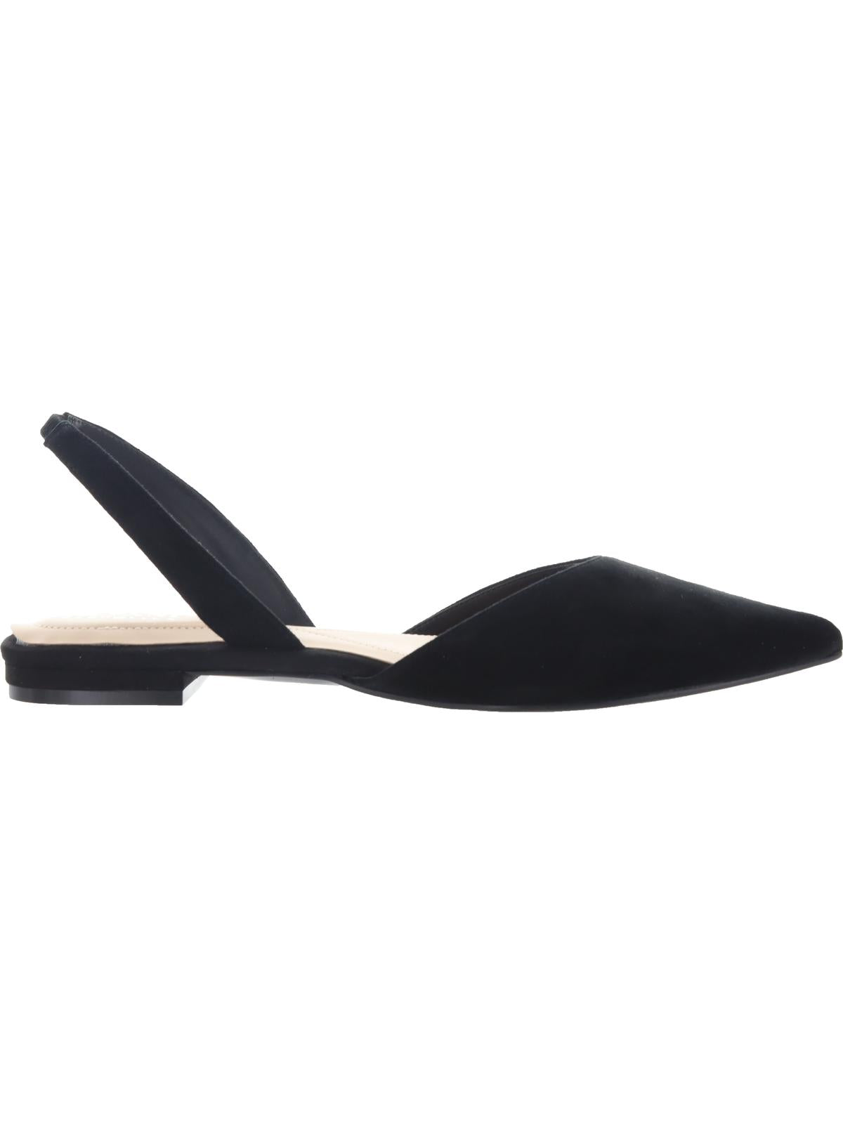 Alfani Feminino Slingback Almofadado Conforto Ryann Bico Fino Salto Bloco Slip-on Sapatilhas de Couro Pretas Tamanho 6 M