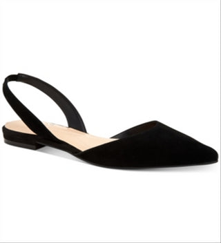 Alfani Feminino Slingback Almofadado Conforto Ryann Bico Fino Salto Bloco Slip-on Sapatilhas de Couro Pretas Tamanho 6 M
