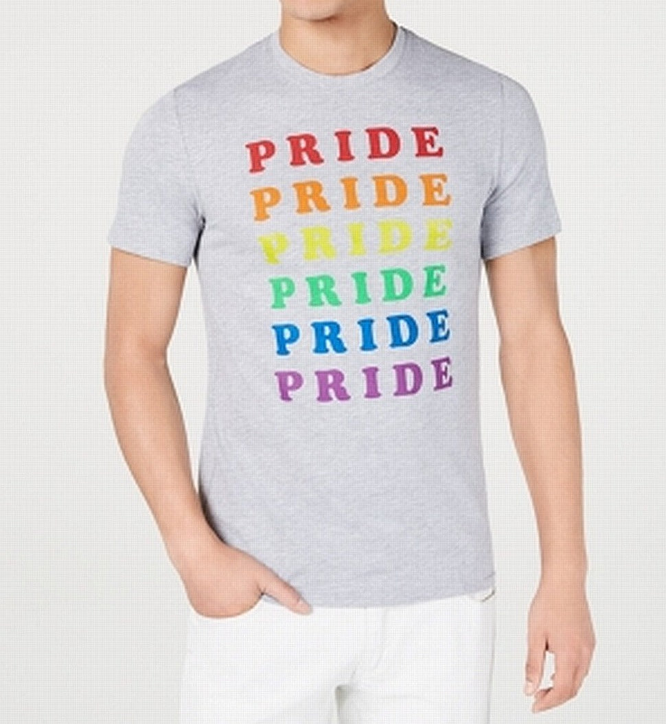 Camiseta gráfica unissex INC Rainbow Pride em benefício do Projeto Trevor, cinza, tamanho médio