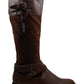 Botas femininas Ashliie de cano alto, bico fechado, estilo fashion, marrom, tamanho 11 M