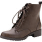 Botas femininas American Rag com bico redondo e salto bloco, amarrar, marrom, tamanho 7 M