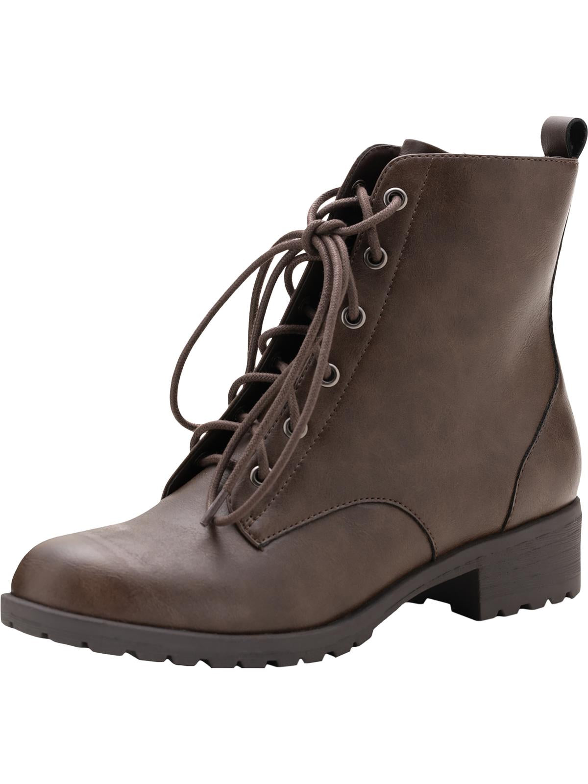 Botas femininas American Rag com bico redondo e salto bloco, amarrar, marrom, tamanho 7 M