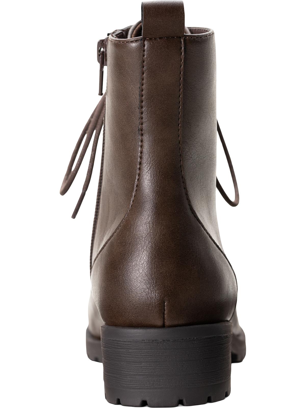 Botas femininas American Rag com bico redondo e salto bloco, amarrar, marrom, tamanho 7 M