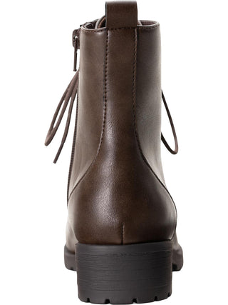 Botas femininas American Rag com bico redondo e salto bloco, amarrar, marrom, tamanho 7 M
