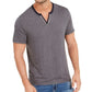 Camiseta listrada masculina INC com gola dividida, azul, tamanho pequeno
