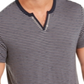 Camiseta listrada masculina INC com gola dividida, azul, tamanho pequeno