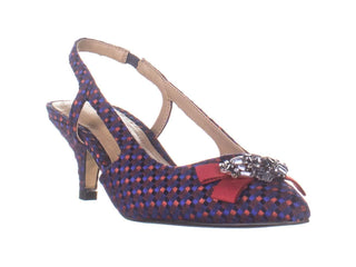 Charter Club Sandálias femininas Lollee bico fino formal slingback azul tamanho 6M